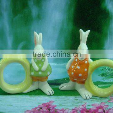 Easter rabbit ceramic napkin ring for tableware