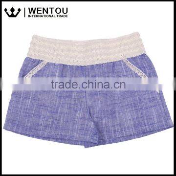 Wentou Wholesale Purple Chambray Shorts