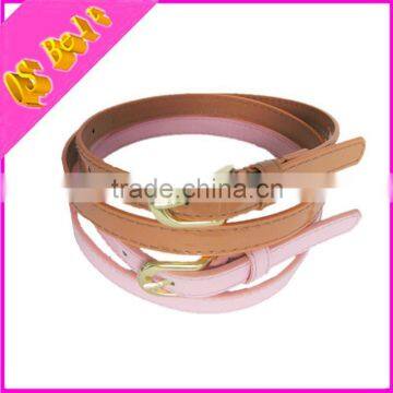 Fashion Women Cheap Mirror PU Belt With Gold Buckle