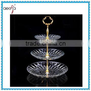 High quality 3tier glass cake plate stand in dishes&plates