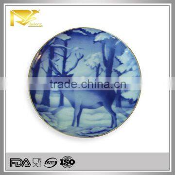 home decor 8 '' round reindeer ceramic christmas plate for wall