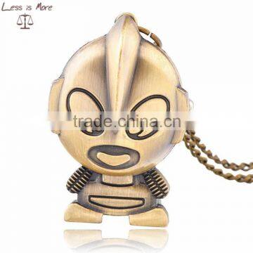 Fashion carton watch necklace, Ultraman pocket watch for kids