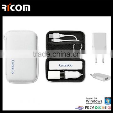 High Capacity 2000-2600mah usb power bank travel set