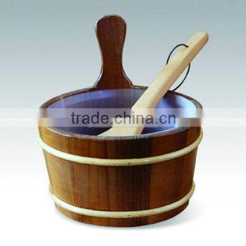 sauna cedar wood bucket and spoon