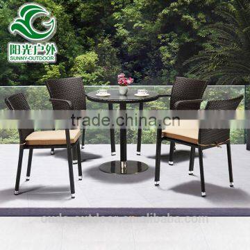 Most Popular cozy poly garden furniture rattan dinning table chair set