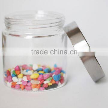 Airtight Clear Wholesale Cannister Glass Jar With Metal Lid