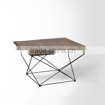 solid reclaimed pine wood angled steel based coffee table CT-4991