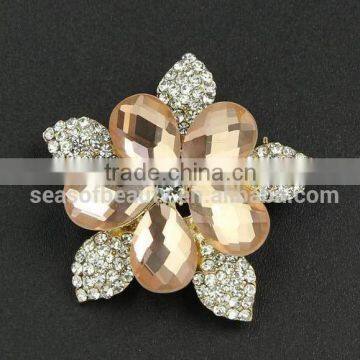 Latest Design Flower Shape Colorful Rhinestone Brooch Pin Wholesale J032972F05