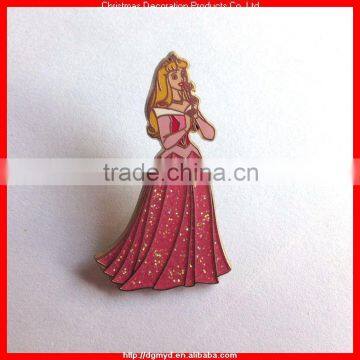 Faux hot glitters princess metal pin badge China suppliers (KMS-2047)