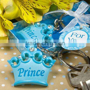 Pink - blue crown themed princess metal keychain for baby showers