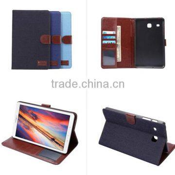 for Samsung Tab E 8.0, Classic design Jeans leather standcase, flip wallet leather case, PU leather tablet case