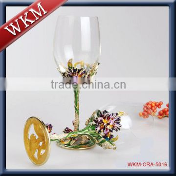 Iris Flower Design Wine Goblet