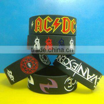 Character Black Wristbands, Custom Wristbands, 1 inch Silicone Wristbands