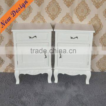 Wooden Drawers White Bedside Table Bedroom Furniture French Style Ornate