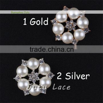 High quality star shape rhinestone crystals clothing accessories - DIY hair chiffon flower with pearls center craft flower