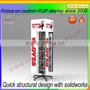 bespoke rotating display stand made from metal at supermarket