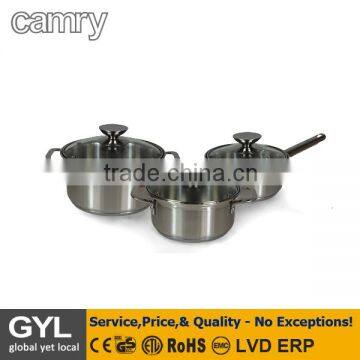 COOKWARE;A set of multi-purpose pots of a very high endurance. They have a triple-layer bottom with a 5mm aluminium disc between