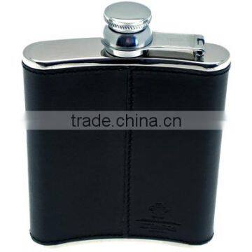 6oz Logo Customized Leather Cover Hip Flask