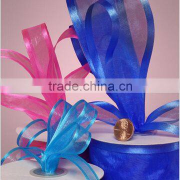 Wholesale Top Quality Wedding Christmas Decoration Sheer Organza Ribbon With Satin Wide-Edges For Garment Acessories Material