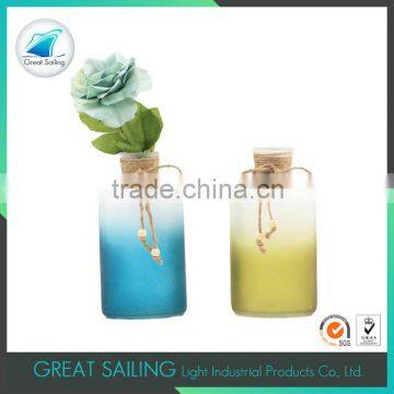 spring season frosted glass colored glass vases wholesale with bowknot