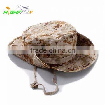 High quality digital camo pattern fabric custom made balnk fishermen bucket hat with string for outdoor
