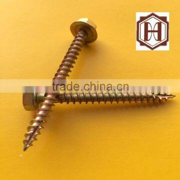 furniture hardware yellow zinc hex head wood screw made in taiwan