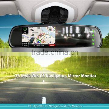 4.3 GPS navigator rearview mirror with bluetooth calling with replacement OEM bracket and reverse display