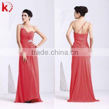 Gorgeous UK fashion one shoulder wedding prom dress red chiffon sexy expensive evening dresses