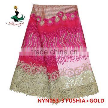 2016 Haniye Nigeria African Tulle Lace Fabric Embroidery French Net Lace Fabric for Wedding/NYN53 photo-3
