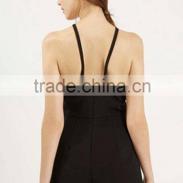 Spaghetti Strap Black Fashion New Design Sexy Short Jumpsuit photo-3