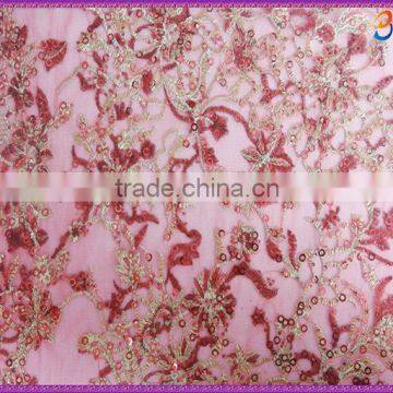 2016 Custom-made sequin fabric with red flowers for childen garment