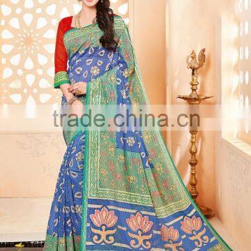 Provenance Blue Khadi Silk Saree/all types of indian sarees