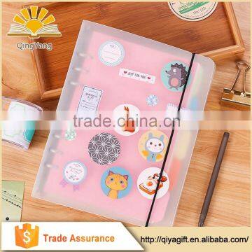 simple style transparent cover spiral notebooks with elastic band refillable notebooks with PVC bag