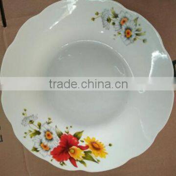 elegant fancy ceramic soup deep plates dinner palte with decal ,China supplier dishes