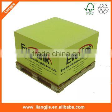 Four-sides printing memo pads,note cube with wood pallet