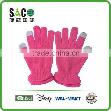 colorful two toes touch screen acrylic gloves