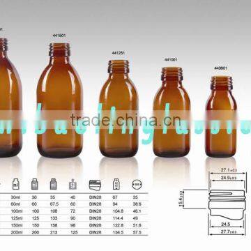 60ml Amber Glass Medical Round Bottles pre-capped