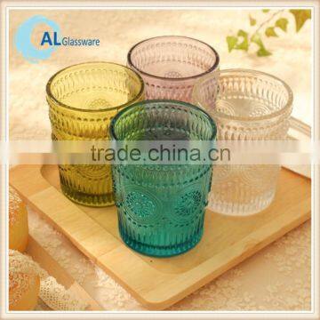 embossed glass tumbler thick stemless wine glass