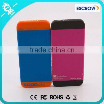 Soft touch feeling slim 5000mah built in cable power bank