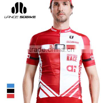 2014 new design red short sleeve customize ODM cycling jersey