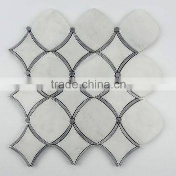 Low price fish scale carrara marble mosaic and italy grey mosaic tiles