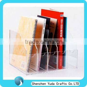 acrylic desktop book holder,plexiglass book shelf divider,file holder