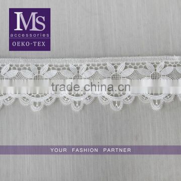 white 100% polyester scallop lace trim indian embroidery lace for sale