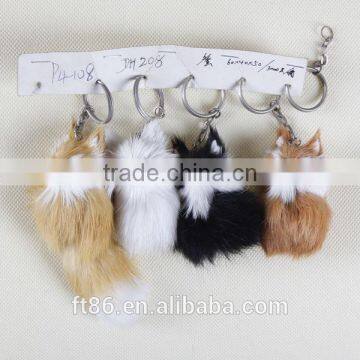 foot plush leather keychain animal rabbit keyring