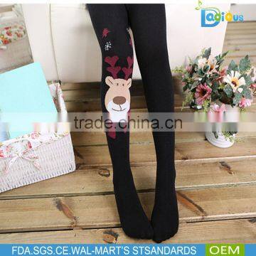 Black Color Knitted Christmas Deer Cartoon Children Pantihose