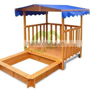 Flat packing waterproof sandbox, wooden sandpit with roof