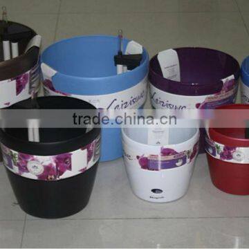 wholesale round plastic self watering planters