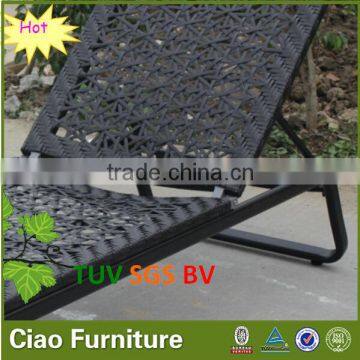 Flower Weaving Moulded Sun Lounger/ Outdoor Rattan Bed Lounger photo-5