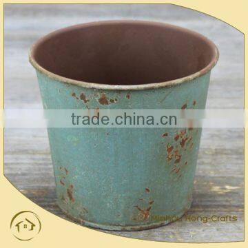 hot sale autumn round metal planter, metal flower pot for home decor