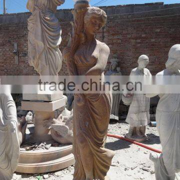 European Style Marble Garden Lady With Lamp Sculpture photo-3